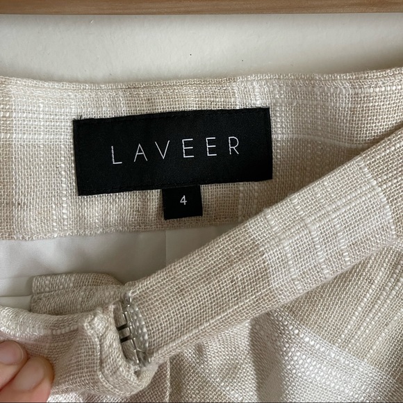 Beige and white plaid linen wide leg pants - Picture 2 of 3